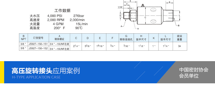 高壓旋轉接頭規(guī)格型號